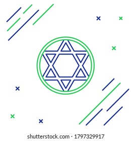 Line Star of David icon isolated on white background. Jewish religion symbol. Symbol of Israel. Colorful outline concept. Vector