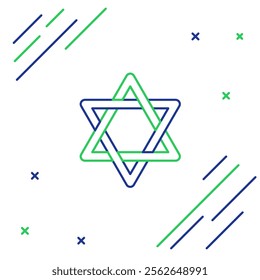 Line Star of David icon isolated on white background. Jewish religion symbol. Symbol of Israel. Colorful outline concept. Vector