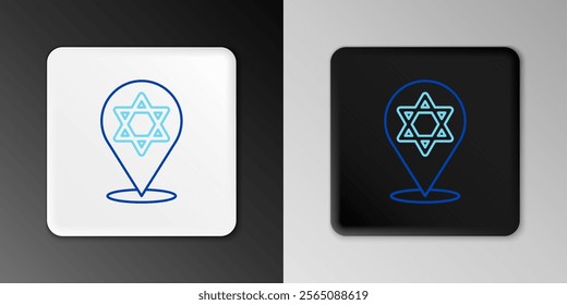 Line Star of David icon isolated on grey background. Jewish religion symbol. Symbol of Israel. Colorful outline concept. Vector