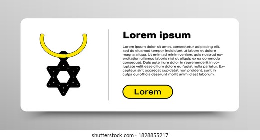 Line Star of David necklace on chain icon isolated on white background. Jewish religion symbol. Symbol of Israel. Jewellery and accessory. Colorful outline concept. Vector