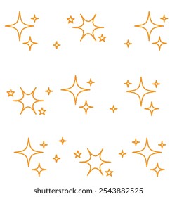 Line star glitter shine of doodle set. Star shine glow, spark glitter, sparkle light vector illustration. Hand drawn sketch doodle . 333