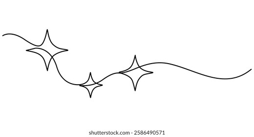 Line star one continuous line drawing design vector, Christmas star in one continuous line drawing vector illustration, Isolated on white background pro vector, Star Shapes minimal concept style.  