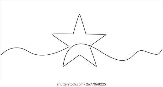  Vector de diseño de dibujo de línea de una línea continua, ilustración de estrellas doodle dibujadas a mano en Vector de estilo de artes de línea continua, Ilustración vectorial de dibujo de una línea continua de estrella, Vector de Premium.