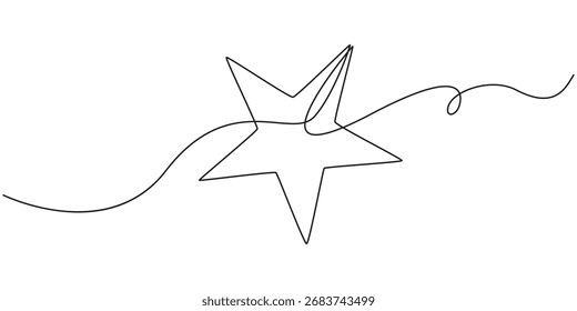 Estrela de linha um vetor de design de desenho de linha contínua, desenho à mão ilustração de estrelas de rabiscar em vetor de estilo de artes de linha contínua, Estrela contínua uma ilustração de vetor de desenho de linha, vetor Premium.