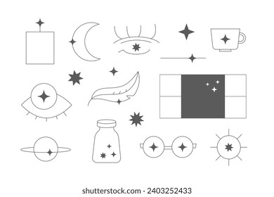 Line starlight compositions. Y2K style Shine sparcle stars, portal, eyeses.