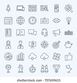 Line Startup Icons. Vector Set of Outline Web Development Symbols.