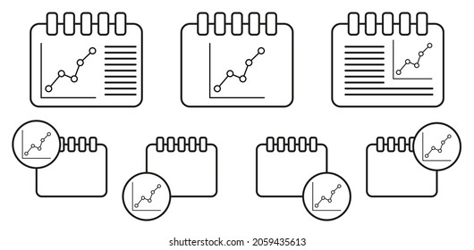 Line statistics vector icon in calender set illustration for ui and ux, website or mobile application