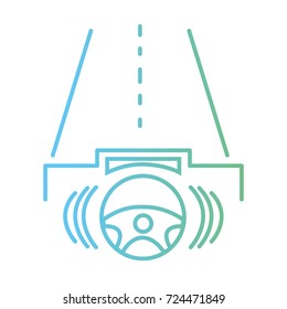 line steering wheel futuristic car in the road