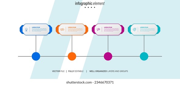 Line step infographic. 4 options workflow diagram, circle timeline number infograph, process steps chart. Linear vector infographics. Process order infographic arrow and steps point illustration
