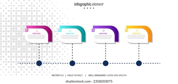 Line step infographic. 4 options workflow diagram, arrow timeline number infograph, process steps chart. Linear vector infographics. Process order infographic arrow and steps point illustration