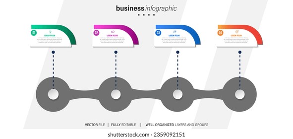 Line step infographic. 4 options workflow diagram, arrow timeline number infograph, process steps chart. Linear vector infographics. Process order infographic arrow and steps point illustration