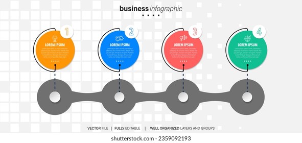 Line step infographic. 4 options workflow diagram, arrow timeline number infograph, process steps chart. Linear vector infographics. Process order infographic arrow and steps point illustration