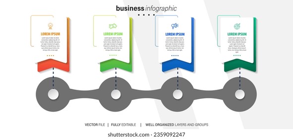 Line step infographic. 4 options workflow diagram, arrow timeline number infograph, process steps chart. Linear vector infographics. Process order infographic arrow and steps point illustration