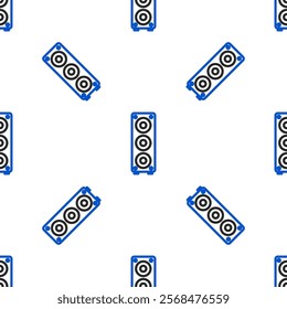 Line Stereo speaker icon isolated seamless pattern on white background. Sound system speakers. Music icon. Musical column speaker bass equipment. Colorful outline concept. Vector