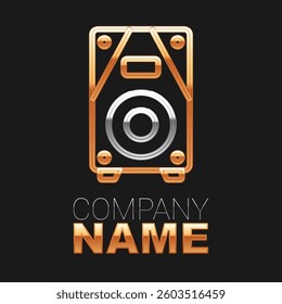 Line Stereo speaker icon isolated on black background. Sound system speakers. Music icon. Musical column speaker bass equipment. Colorful outline concept. Vector
