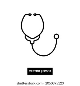 Line Stetoscope icon vector illustration logo for many purpose. Isolated on white background. – Vector