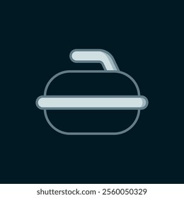 Line Stone for curling sport game icon isolated on black background. Sport equipment. Flat filled outline style with shadow. Vector