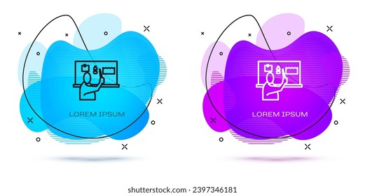 Line Stop plastic pollution icon isolated on white background. Ecological poster. Abstract banner with liquid shapes. Vector Illustration