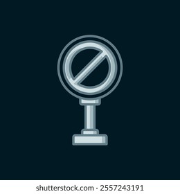 Line Stop sign icon isolated on black background. Traffic regulatory warning stop symbol. Flat filled outline style with shadow. Vector