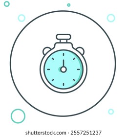 Line Stopwatch icon isolated on white background. Time timer sign. Chronometer sign. Colorful outline concept. Vector