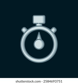 Line Stopwatch icon isolated on black background. Time timer sign. Chronometer sign. Flat filled outline style with shadow. Vector