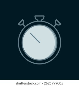 Line Stopwatch icon isolated on black background. Time timer sign. Chronometer sign. Flat filled outline style with shadow. Vector