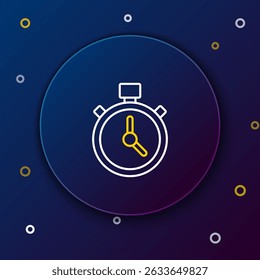 Line Stopwatch icon isolated on blue background. Time timer sign. Chronometer sign. Colorful outline concept. Vector