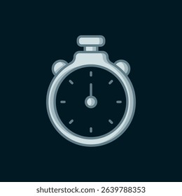 Line Stopwatch icon isolated on black background. Time timer sign. Chronometer sign. Flat filled outline style with shadow. Vector