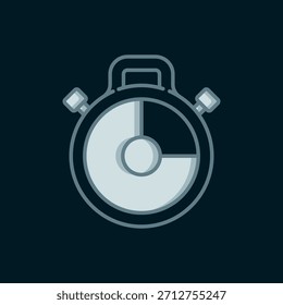 Icono de cronómetro de línea aislado sobre fondo negro. Signo del temporizador de tiempo. Signo de cronómetro. Estilo de contorno relleno plano con sombra. Vector