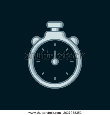 Line Stopwatch icon isolated on black background. Time timer sign. Chronometer sign. Flat filled outline style with shadow. Vector