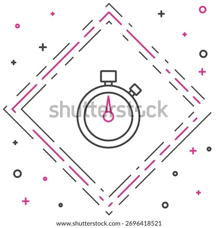 Line Stopwatch icon isolated on white background. Time timer sign. Chronometer sign. Colorful outline concept. Vector