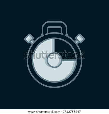 Line Stopwatch icon isolated on black background. Time timer sign. Chronometer sign. Flat filled outline style with shadow. Vector