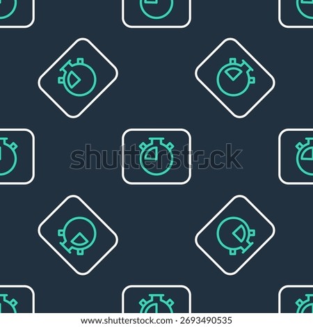 Line Stopwatch icon isolated seamless pattern on black background. Time timer sign. Chronometer sign.  Vector
