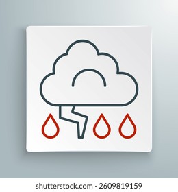 Line Storm icon isolated on white background. Cloud and lightning sign. Weather icon of storm. Colorful outline concept. Vector
