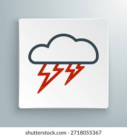 Liniensturm-Symbol einzeln auf weißem Hintergrund. Wolken- und Blitzzeichen. Wettersymbol des Sturms. Farbiges Umrisskonzept Vektorgrafik