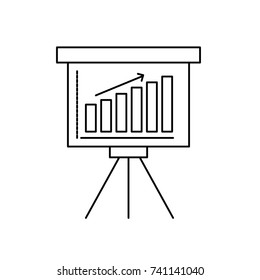 line strategy presentation with statistics bar and arrow growing