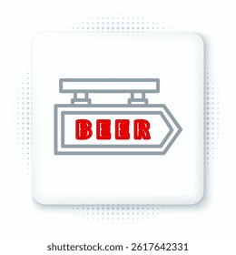 Line Street signboard with inscription Beer icon isolated on white background. Suitable for advertisements bar, cafe, pub, restaurant. Colorful outline concept. Vector
