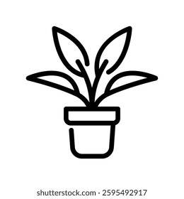 Line Strelitzia Plant Icon Vector