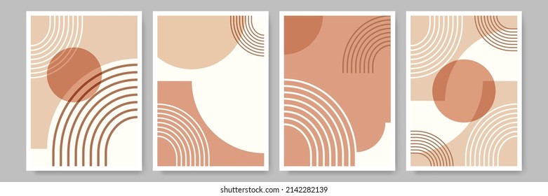 Line stripes abstract Boho wall art set, Minimalist design poster, postcard vector abstract backgrounds, geometric shapes, organic shapes