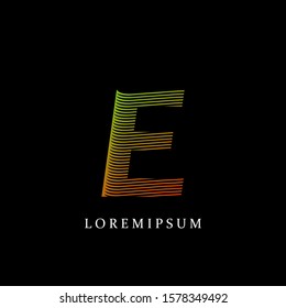 Line Stripes Letter  E Logo Icon. Design concept line stripe shape with initial letter E logo icon.