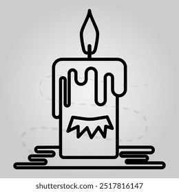 Line stroke candle icon concept halloween vector illustration.