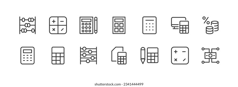 Line stroke set of accounting icons. Premium symbols for your design. Editable vector objects isolated on a white background