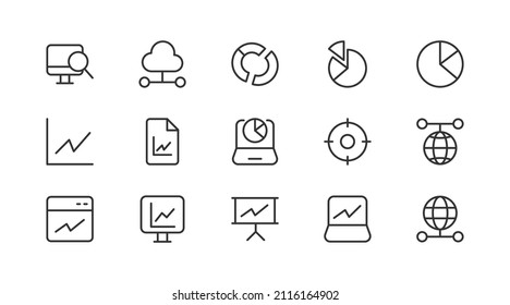 Line stroke set of analysis  icons. Premium symbols for your design. Editable vector objects isolated on a white background.