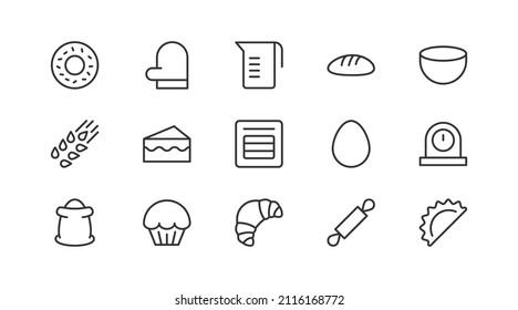 Line stroke set of bakery  icons. Premium symbols for your design. Editable vector objects isolated on a white background.