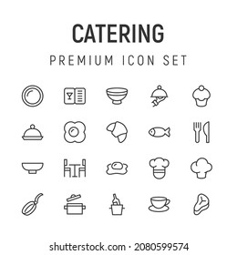 Line stroke set of catering icons. Premium symbols for your design. Editable vector objects isolated on a white background.