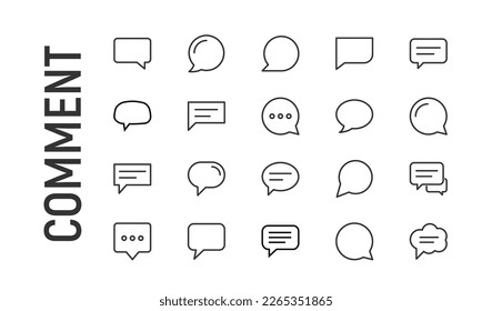 Juego de líneas de línea de iconos de comentarios. Símbolos premium para tu diseño. Objetos vectoriales editables aislados en un fondo blanco.