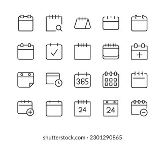 Line stroke set of date icons. Premium symbols for your design. Editable vector objects isolated on a white background