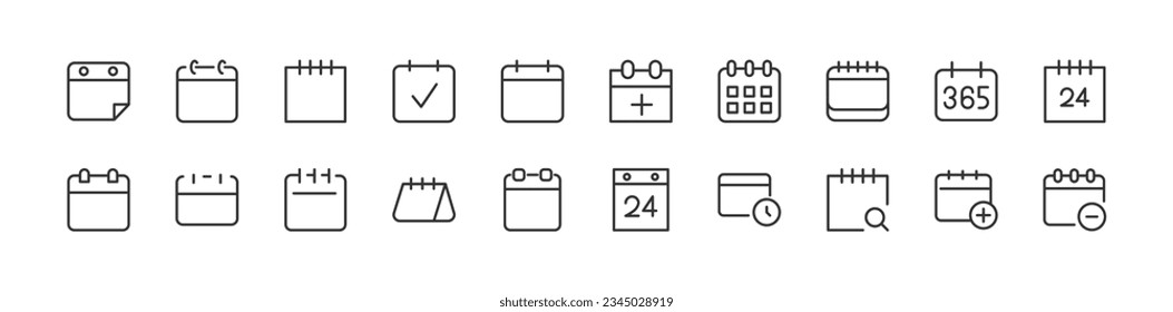 Line stroke set of date icons. Premium symbols for your design. Editable vector objects isolated on a white background