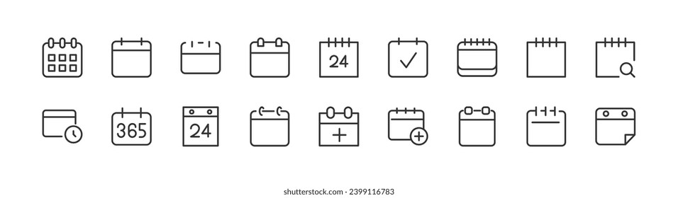 Line stroke set of date icons. Premium symbols for your design. Editable vector objects isolated on a white background