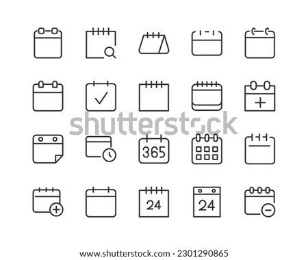 Line stroke set of date icons. Premium symbols for your design. Editable vector objects isolated on a white background